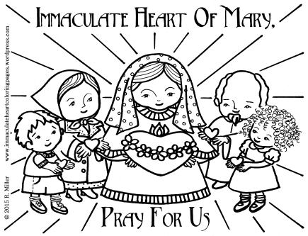 Immaculate Heart of Mary Pray for Us coloring page © 2015 R Miller06272015_0000
