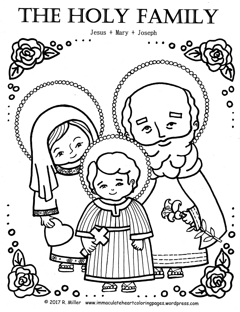 HOLY FAMILY Coloring Page Immaculate Heart Coloring Pages